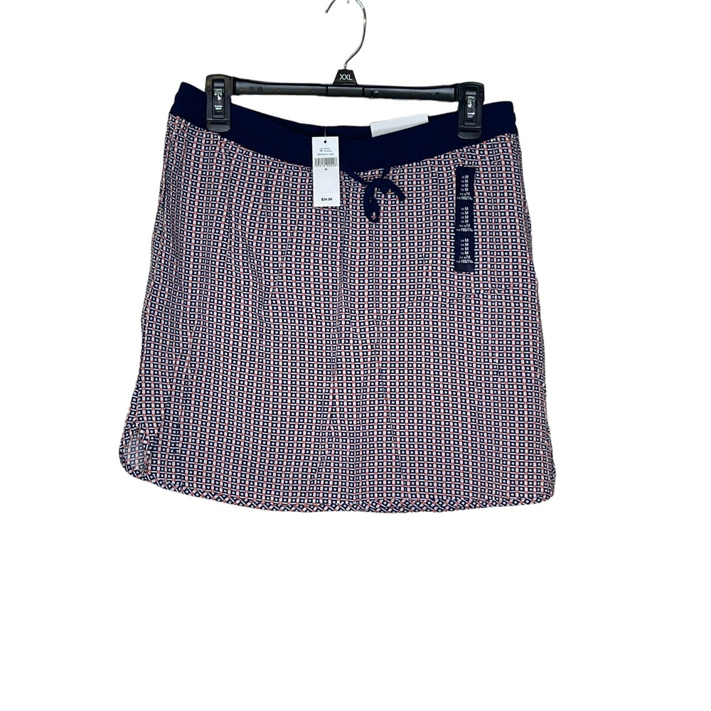 Gap Women's Skirt Retro Look Geo Print Drawstring Short Stretch White Medium NWT